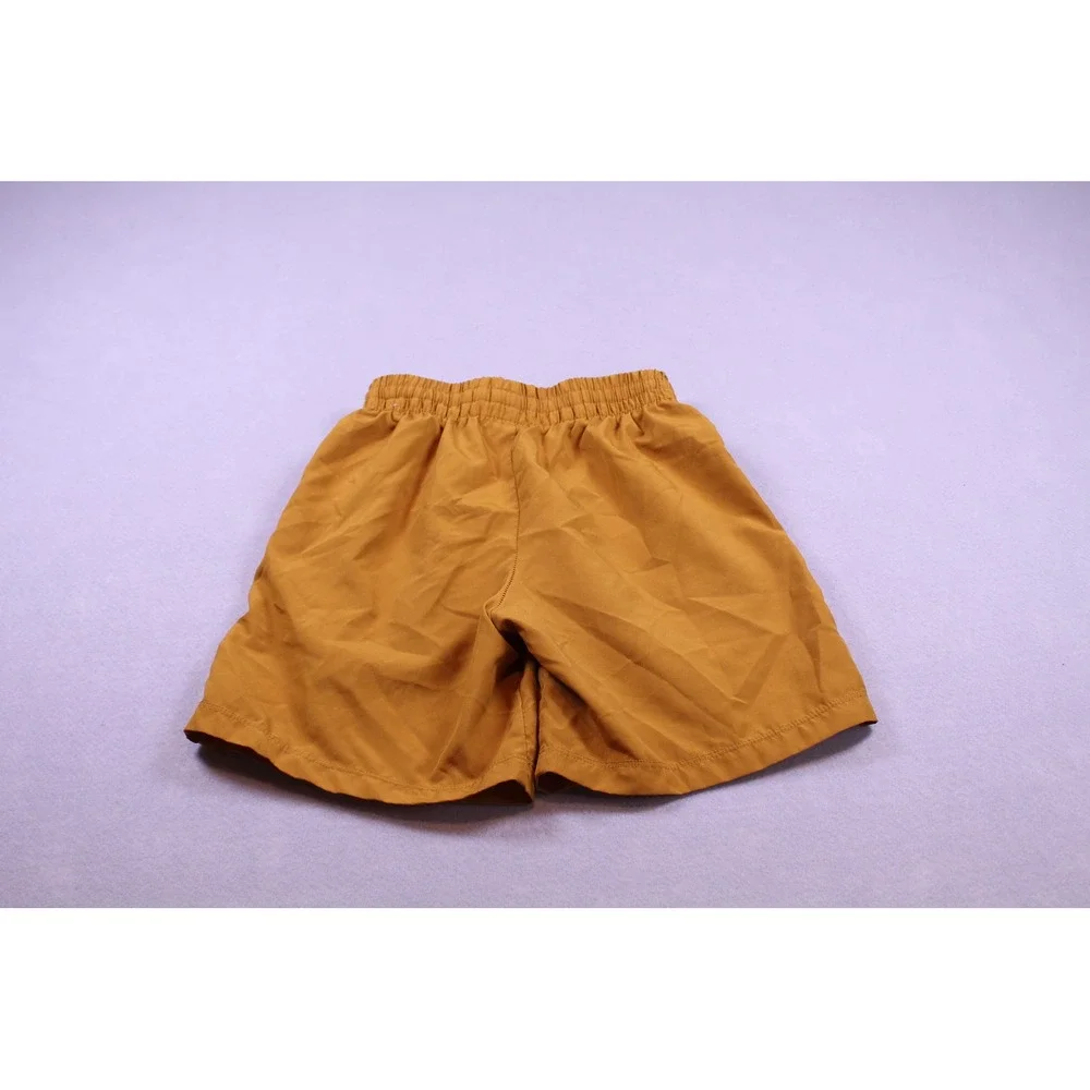 Nike Kids Athletic Shorts Mustard Yellow Gold Mesh Trim Elastic Waistband